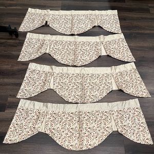 Bed & Bath Valances Set of Four Neutral Leaf Pattern